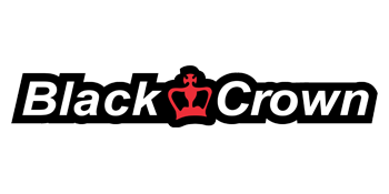 Logo Black Crow padel, paddle tennis scritta bianca con bordo nero e logo corona rosso
