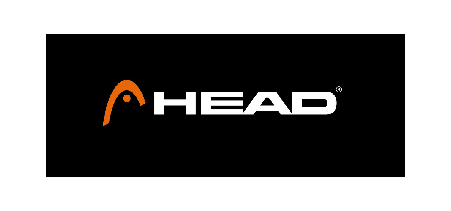 Logo Head Padel bianco e arancione su sfondo scuro.
