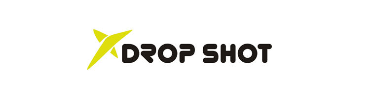 Immagine logo DropShot racchette padel, scritta nera e logo giallo