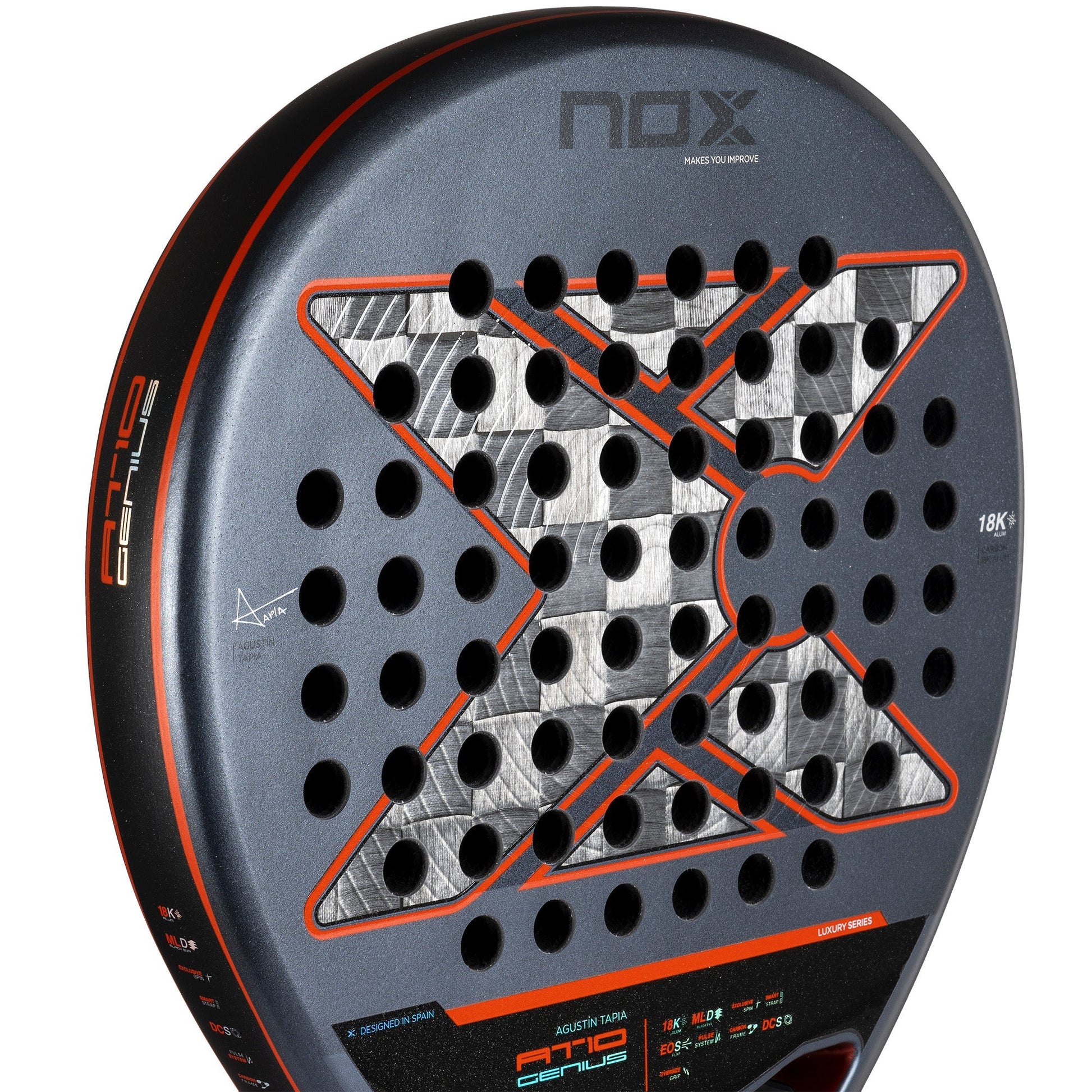 racchetta da padel Nox AT10 Genius 18K Alum 2025 By Agustin Tapia | RACCHETTA DA PADEL frontale