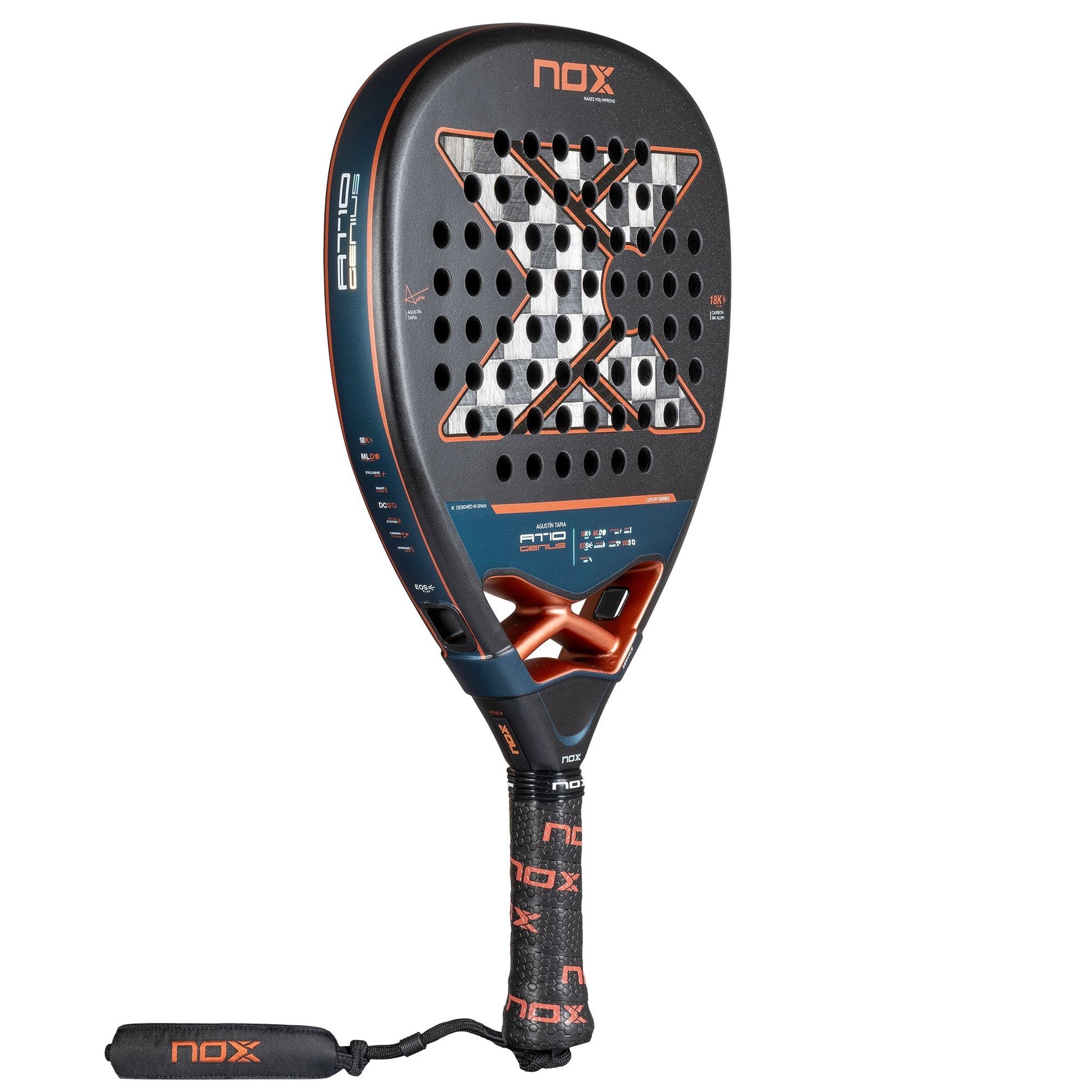 racchetta da padel Nox AT10 Luxury Genius Attack 18K Alum 2025 By Agustin Tapia | RACCHETTA DA PADEL frontale