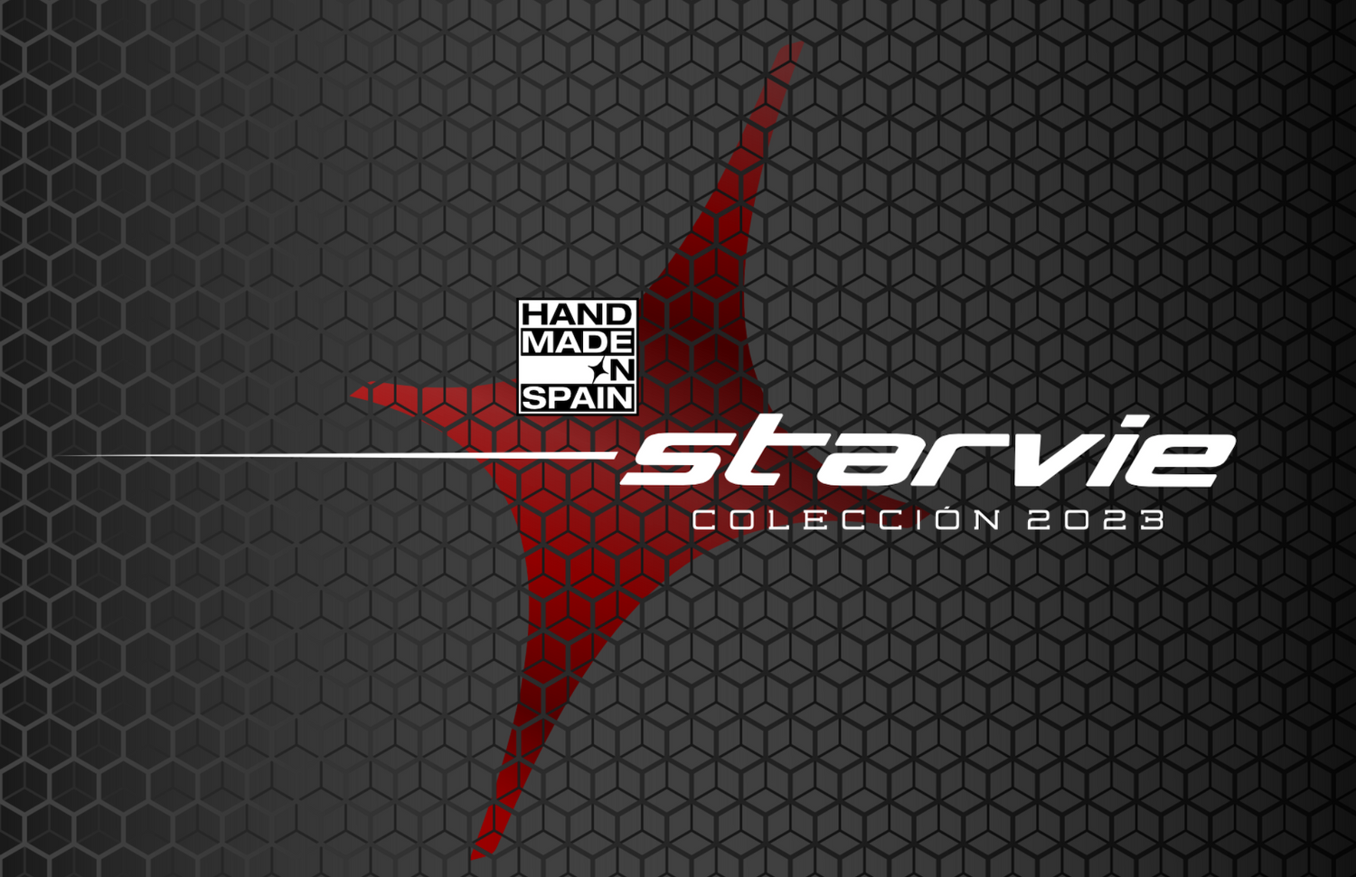 Logo Starvie padel con stella rossa e scritta bianca su sfondo scuro.