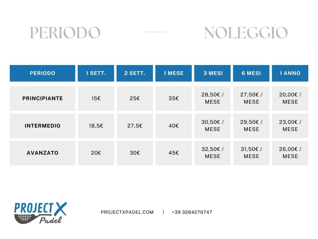 noleggio racchetta da padel, abbonamento padel