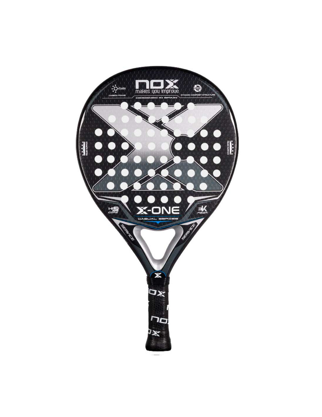 Racchetta padel, paddle Nox X-One Evo Black, struttura frontale